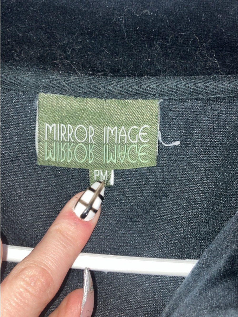 Black Zip-Up Velour Jacket with Rhinestone Trim - Picture 3 of 5